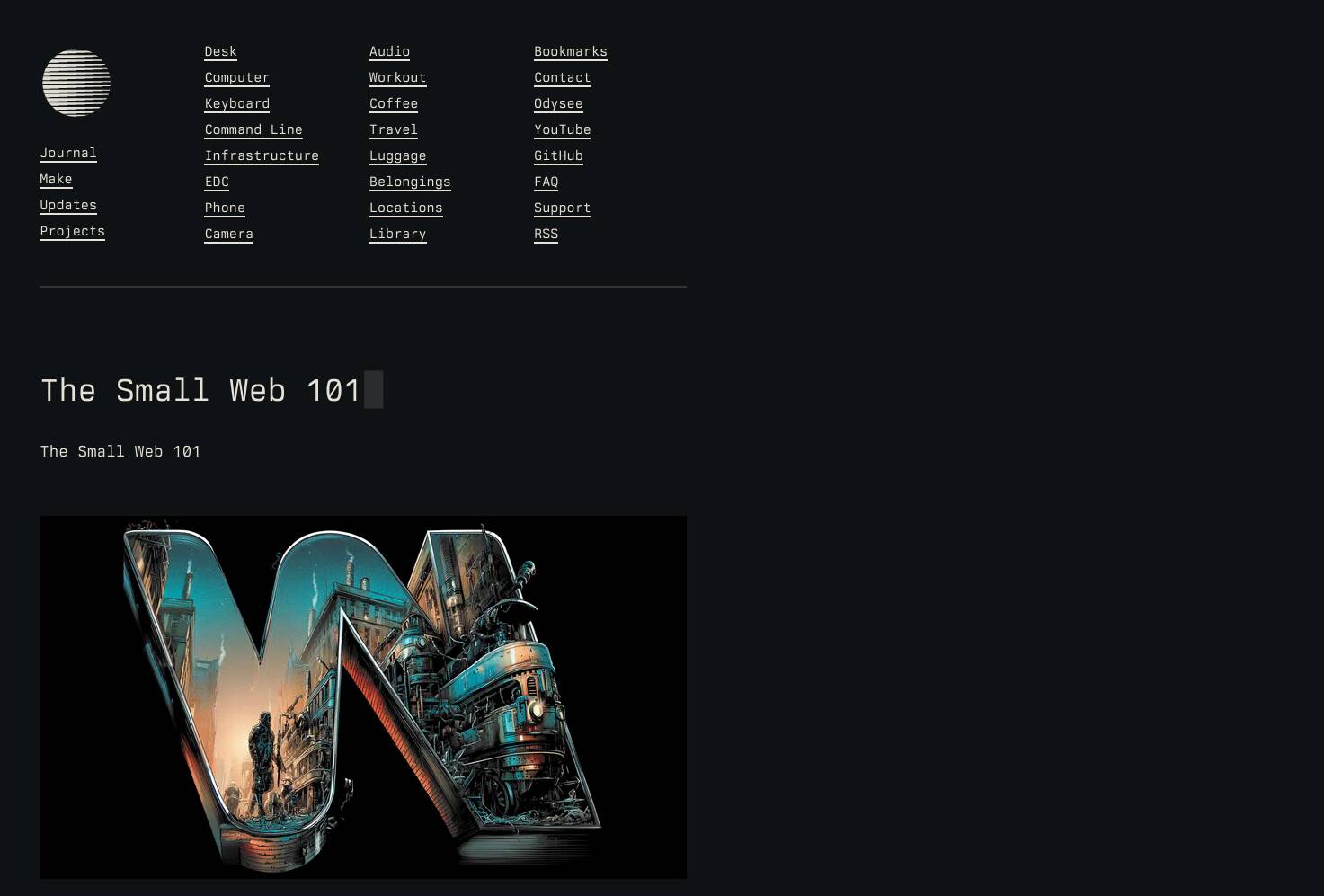 Capture d'écran de l'article The Small Web 101 de マリウス